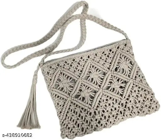 Crocheted summer purse, boho style, tassel, crossbody bag