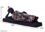 Handcrafted black & silver polyresin sleeping Buddha statue, 19cm x 7cm x 4.5cm, adorns home decor spaces, repels negative energy
