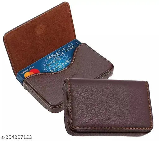 Trendy faux leather ATM card holder box, solid color, modern accessory for wallet storage
