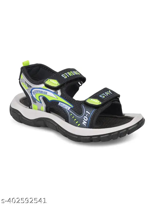Grey printed children's sandal with straps and velcro