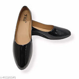Black synthetic ballerinas by Fiia Women - stylish fashion belly flats, closed back design, Aimix lightweight sole for comfort