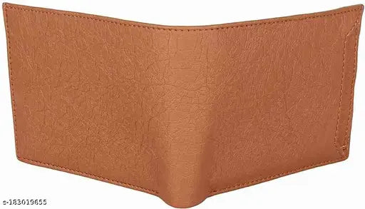 Tan artificial leather ATM wallet, 2 compartments for men's essentials