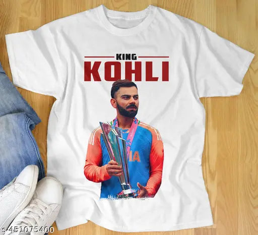 Virat Kohli trendy men's t-shirts, printed polycotton, short sleeves, round neck, regular fit - India