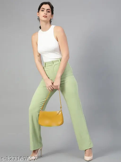 Regular fit women's cotton blend trousers