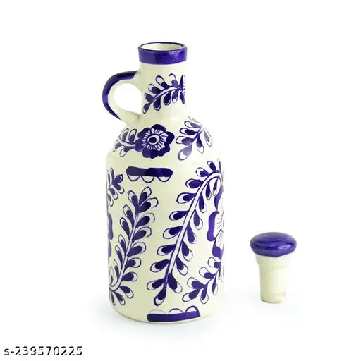 Beige ceramic oil dispenser for kitchen storage, ideal for liquor, juice, or cooking oil