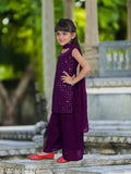 kids ethnic set by Fashion Girls, sleeveless embroidered Kurta & plazzo, ideal for festive parties, India origin