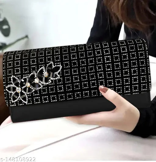 Black lace clutch with butterfly embellishment