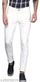 Cotton blend flaying men plain white jeans, solid design in multiple sizes (28-36)