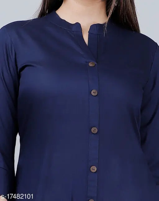 Rayon A-line kurta with printed palazzo, Indian women's fashion in pure rayon