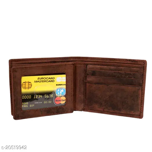Pure genuine leather men's wallet, solid net, free size (L9cm x W12cm), premium accessory from Fustaan, Made in India