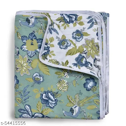 Elegant cotton dohar reversible printed single throw, ideal for adult AC rooms in India