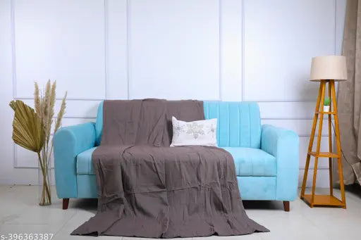 Grey premium cotton throw comforter, 66 x 90 inch for great look on sofa or couch