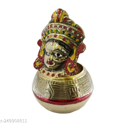 Brass Puri Craft Goddess Laxmi Devi Manak Mukha for Varalakshmi Pooja, multicolor idol (H-6 inch)