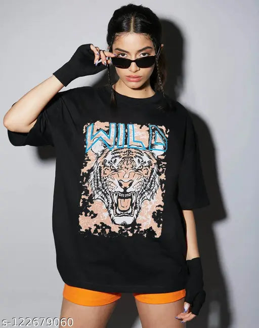 Trond Oversized Cotton Blend Half Sleeve Womens T-Shirts