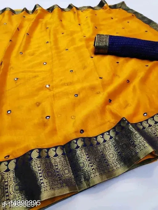Chiffon saree with lace embellishments, single free size Indian blouse in jacquard pattern