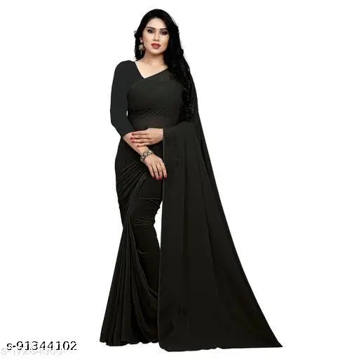 Black georgetta saree with blouse