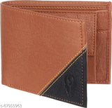 Pu leather wallet for men's, compact, sleek design with 2 compartments, tan color, perfect gift solution for men and boys