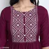Rayon embroidered kurti with three-quarter sleeves, attractive design from India for women's fashion