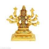Brass 8-handed Varahi Amman statue, gold color, 7cm height, Indian god idol