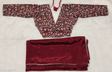 Trendy lace saree printed blouse with stitched hem and long sleeves