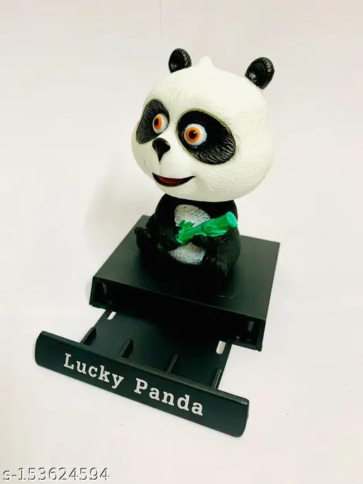Lucky Panda dashboard figurine, handcrafted Indian car art