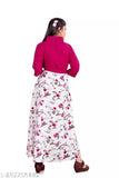 Colorful printed crepe maxi dress for girls, featuring round neck and floral design, perfect for parties or special occasions. Available in sizes 6-7 years to 14-15 years (India)