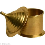 Brass handcrafted Kumkum Sindoor Box with antique finish - India, ideal for poojas and festivals