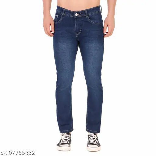 Dark blue denim men's jeans
