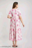 Pink rayon Anarkali kurti, short sleeves, floral print combo. XXL (bust size 44in), Indian fashion for women