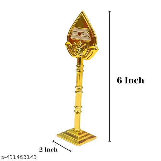 Gold Murugan Vel Metal decorative showpiece (6 inch), Indian crafted for pooja room, office, or car dashboard