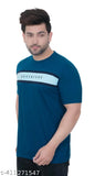 Cotton blend, colorblocked round neck t-shirt for men. Durable, comfortable, and versatile casual wear