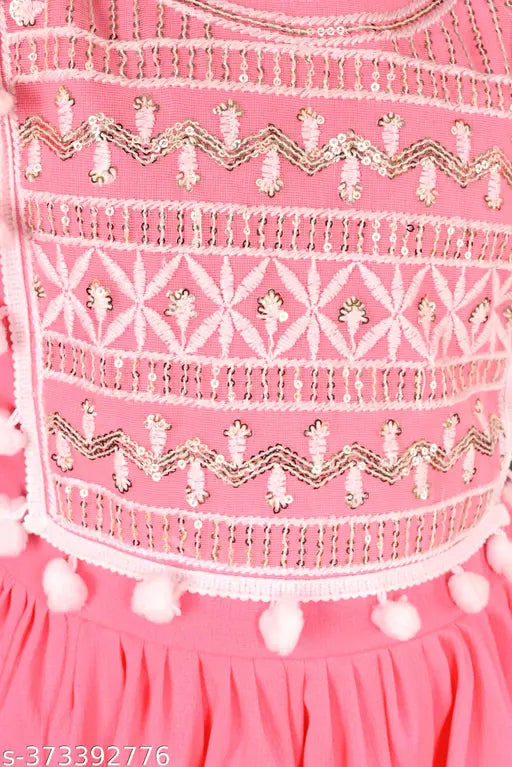 Pink cotton party frock for kids, sizes 612-months to 12 years, girls' designer clothing