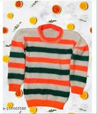 Multicolor stripe wool sweater for toddlers, casual round neck with long sleeves