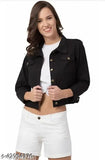 Trendy denim full sleeve jacket XXL, solid pattern for girls, high-quality fabrics made in India