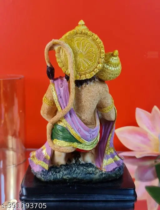 Golden Polyresin Hanuman Ji Idol, intricately detailed, for home, office, temple, car dashboard, or gifting (L108xB75xH155 CM)
