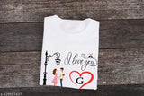 White polyester round neck typography T-shirt featuring 'I Love You A to Z' and heart prints, ideal for men and women