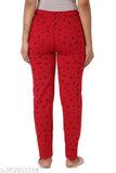 Red wool track pants with fleece lining for women