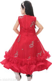 kids girls dress new model net fabric, sleeveless, fit and flare design, country of origin: India