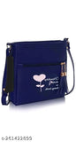Trader Sling Bag, Blue with Heart Design and Chain Strap