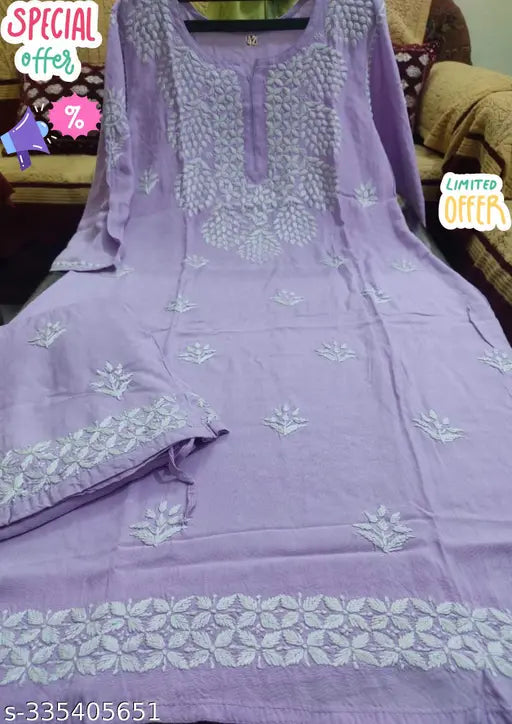 Rayon embroidered kurta with palazzos, richly detailed traditional Indian attire