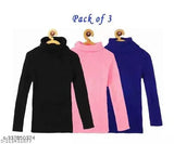 Woolen self-design high neck full sleeve casual sweaters pack of 3 for Baby Boys & Girls - 18-24 Months, 1-2 Years, 2-3 Years. Cozy and warm for winter seasons