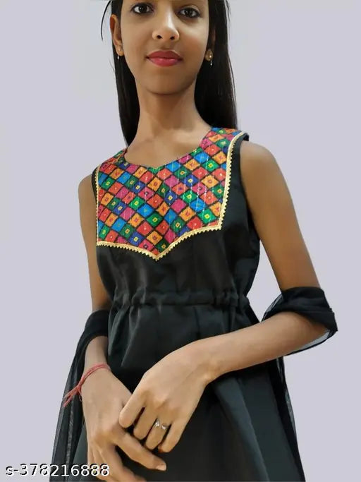 Pretty Stylus Georgette Sleeveless Printed Kurti for Kids (4-5Y), India origin