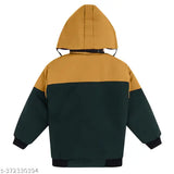 Boys quilted bomber hoodie jacket, navy blue trim