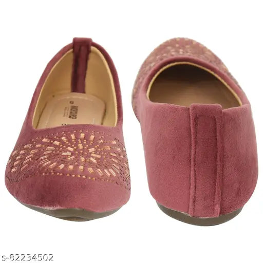 Synthetic suede pink ballerina flats with embossed detail, slip-on for women, India origin size 126 on display