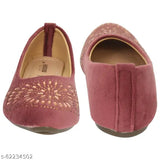 Synthetic suede pink ballerina flats with embossed detail, slip-on for women, India origin size 126 on display