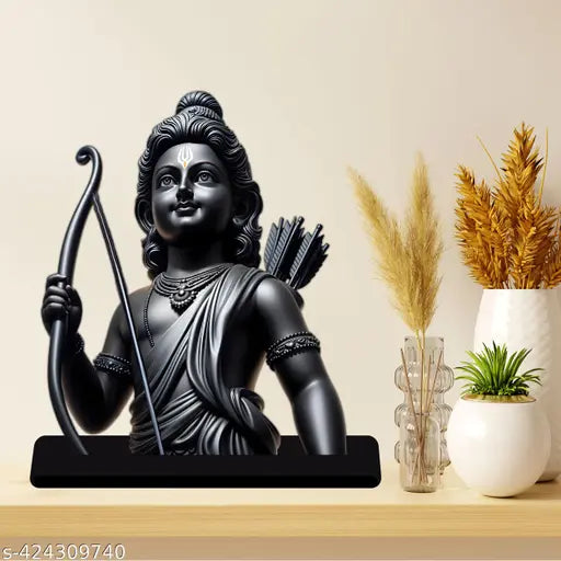 Wooden Ram Lalla Ayodhya Mandir 2D cutout decorative showpiece for Pooja Room or living space, 8 x 5.5 inch with table top stand, high-quality MDF and UV coated posters, India origin