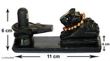Black polyresin Shivling with Nandi on a single platform, intricately designed home temple piece made in India