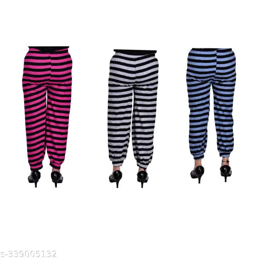 Pink and blue striped pants, comfortable lounge wear