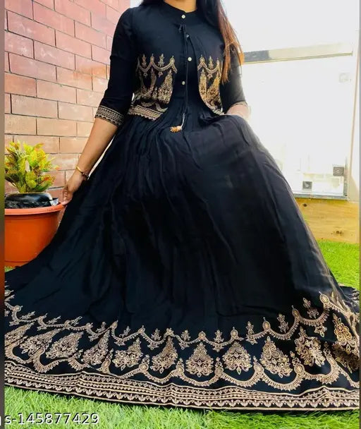 Black long embroidered kameez