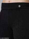 Stylish scuba fabric trousers with show buttons, Adore Wear stretchable Lycra solid net pants (size 36/38), Indian origin
